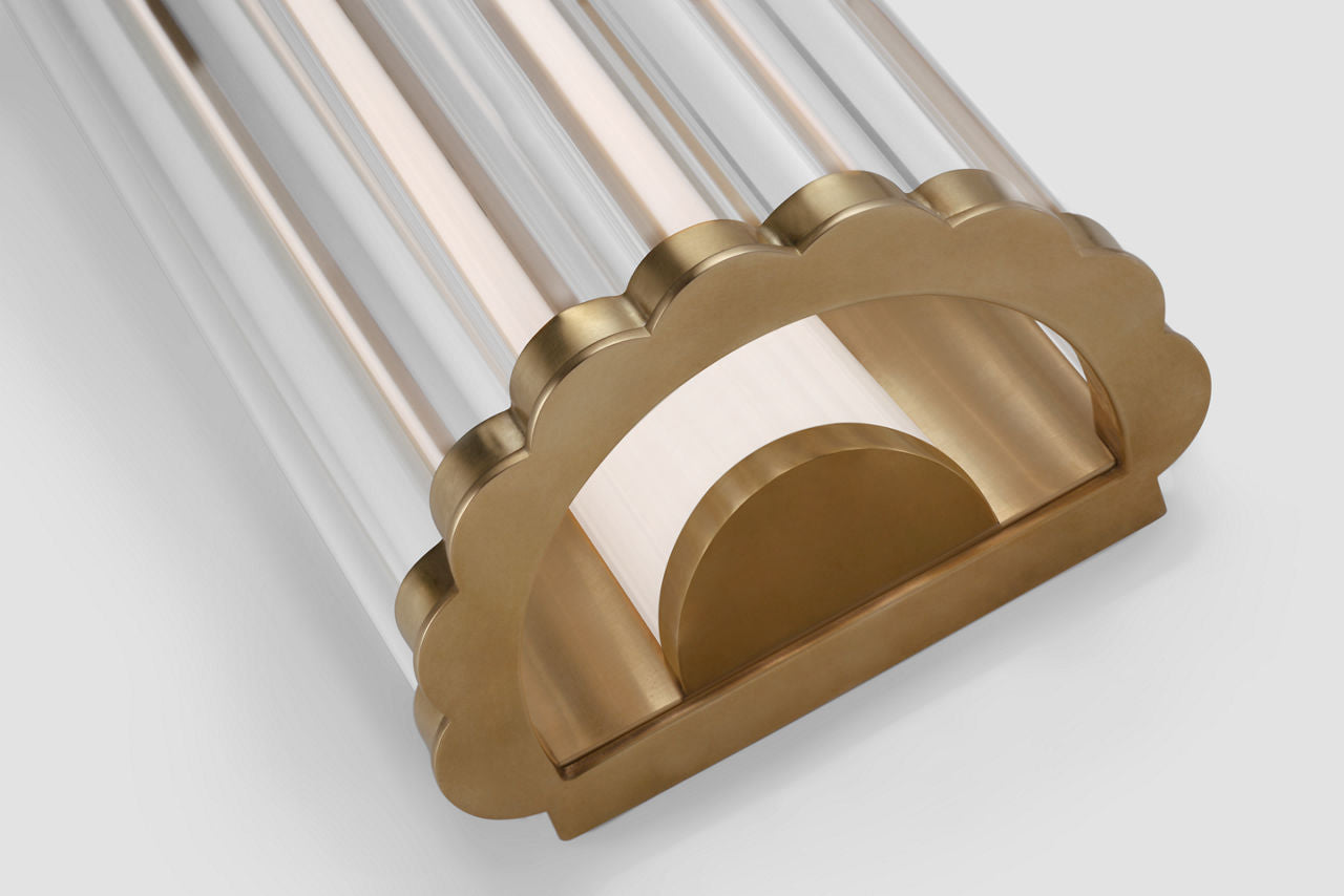 Kean 14" Sconce | Antique-Burnished Brass | Clear Glass Rods
