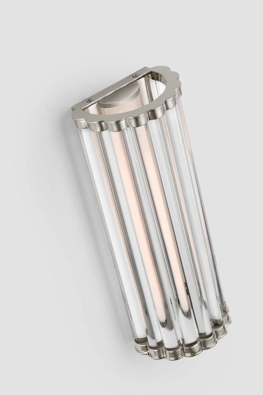 Kean 14" Sconce | Polished Nickel | Clear Glass Rods