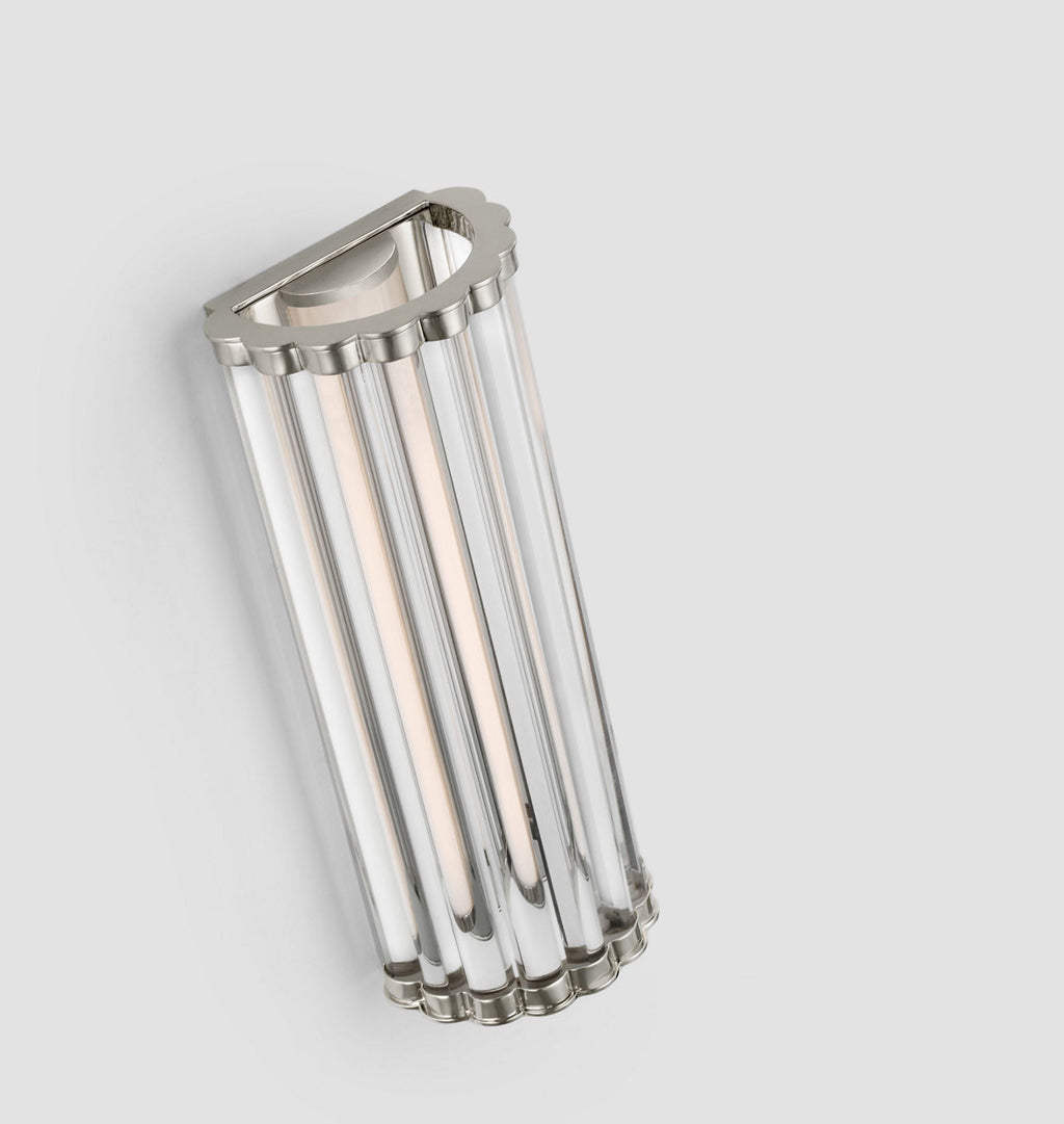 Kean 14" Sconce | Polished Nickel | Clear Glass Rods