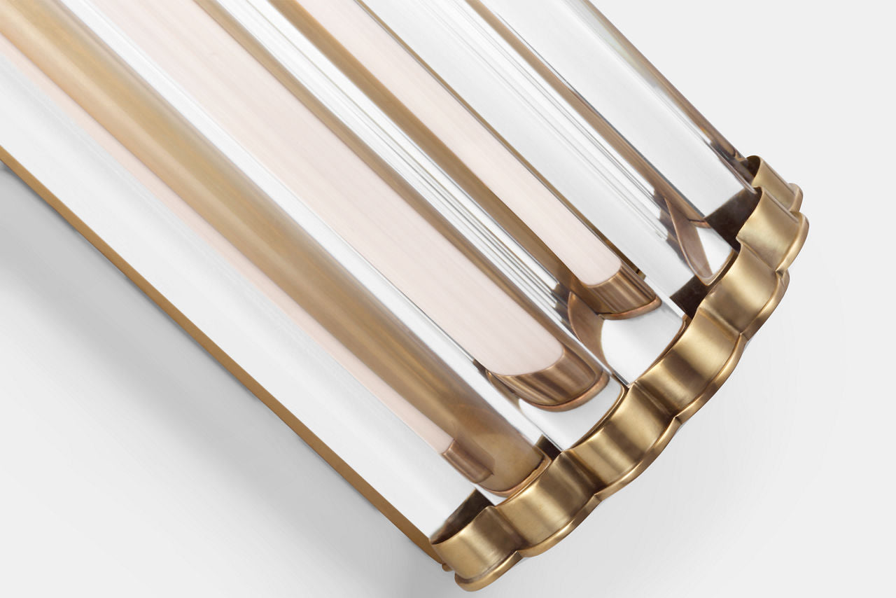 Kean 21" Sconce | Antique-Burnished Brass | Clear Glass Rods