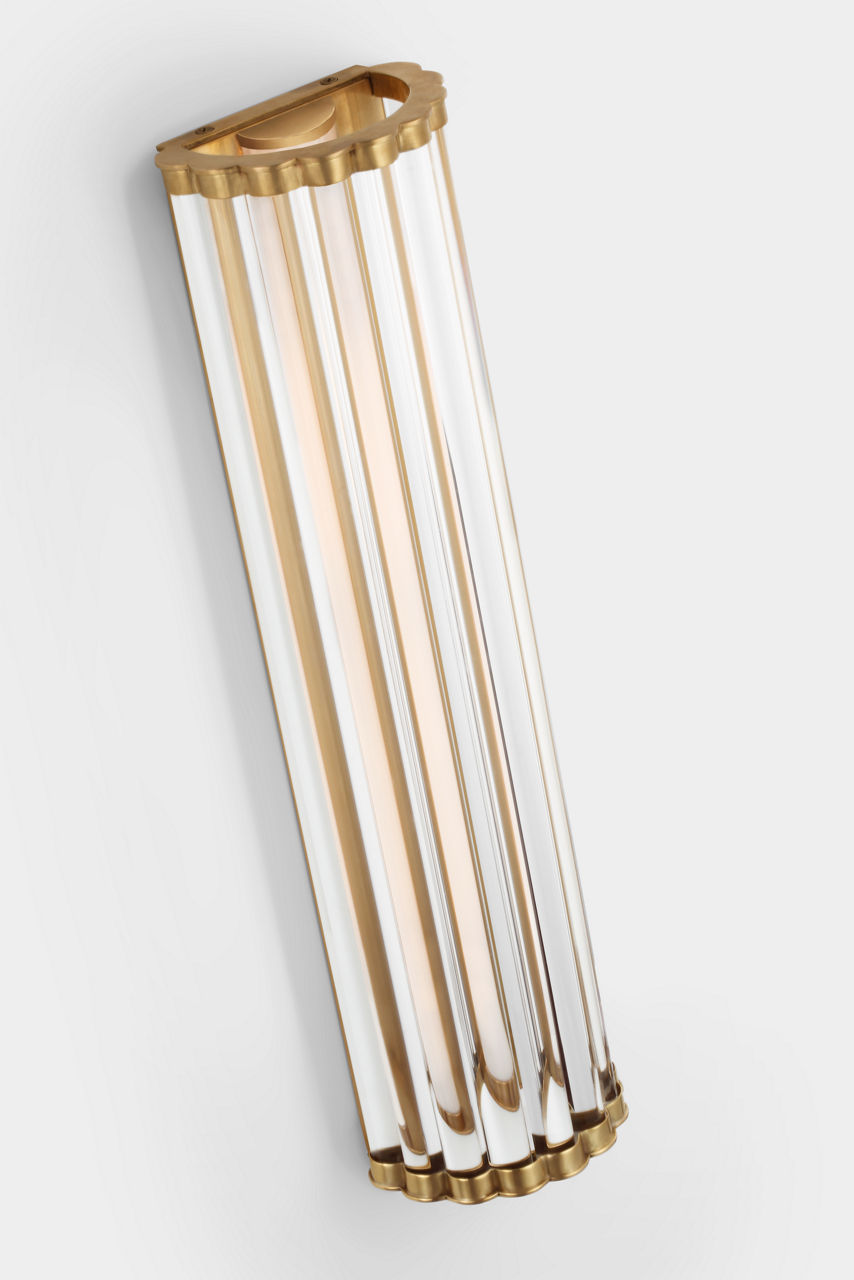 Kean 21" Sconce | Antique-Burnished Brass | Clear Glass Rods