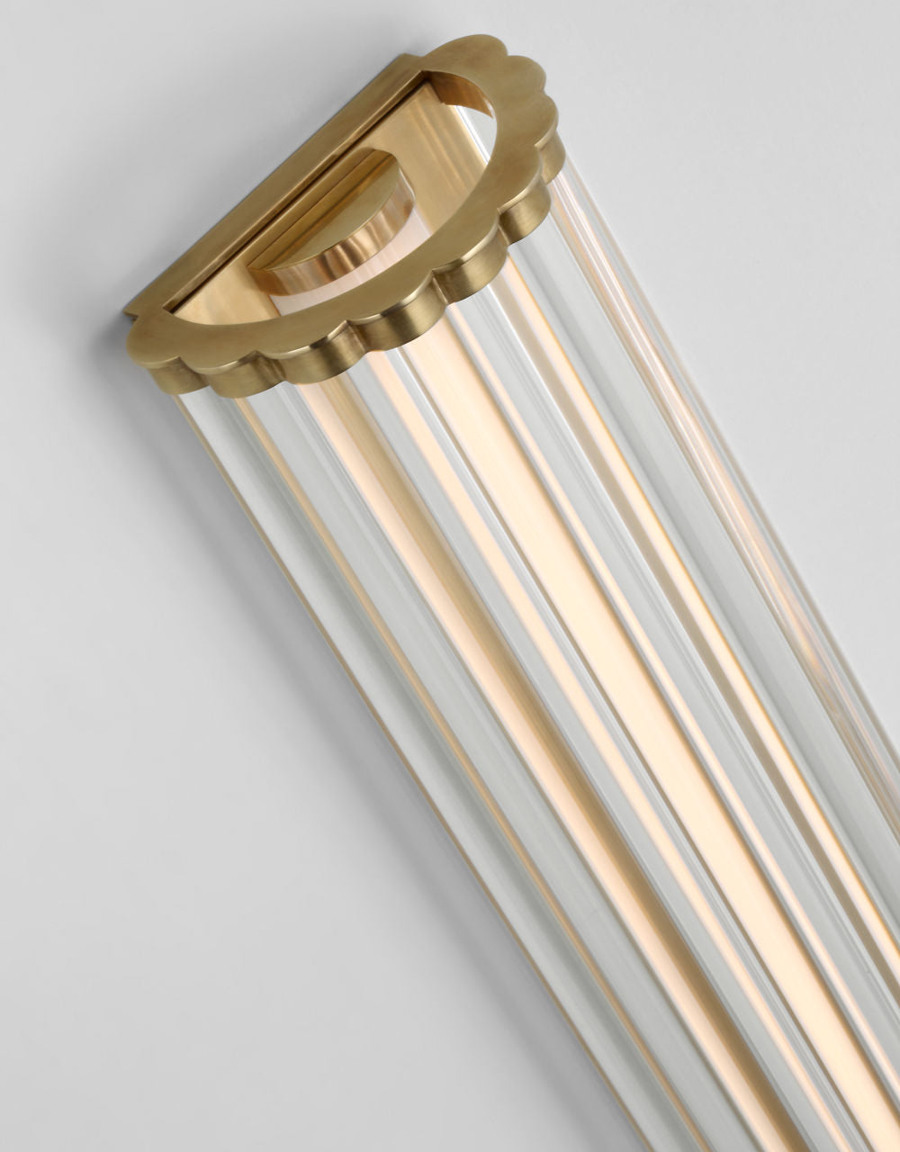 Kean 28" Sconce | Antique-Burnished Brass | Clear Glass Rods