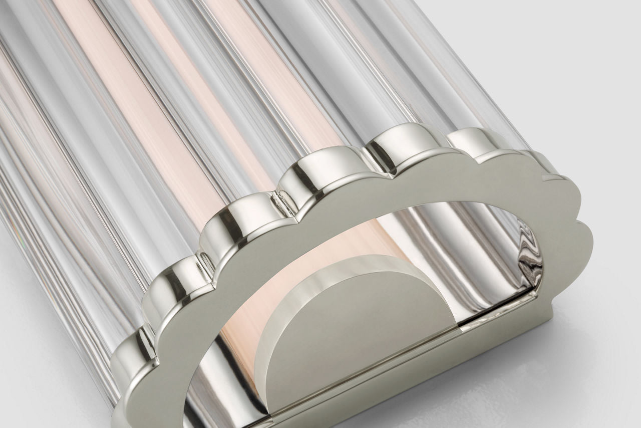 Kean 28" Sconce | Polished Nickel | Clear Glass Rods
