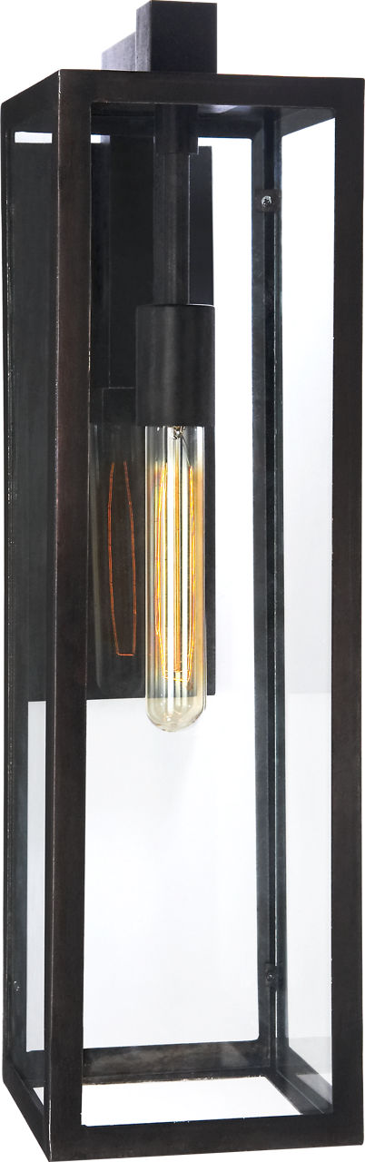 Fresno Framed Long Sconce | Aged Iron | Clear Glass