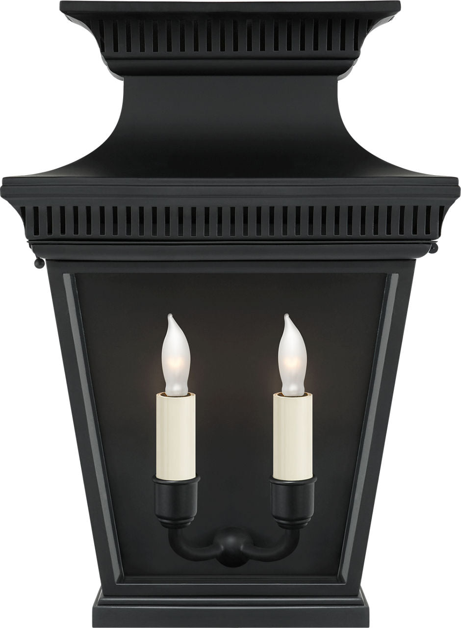 Elsinore Medium 3/4 Wall Lantern | Black | Clear Glass