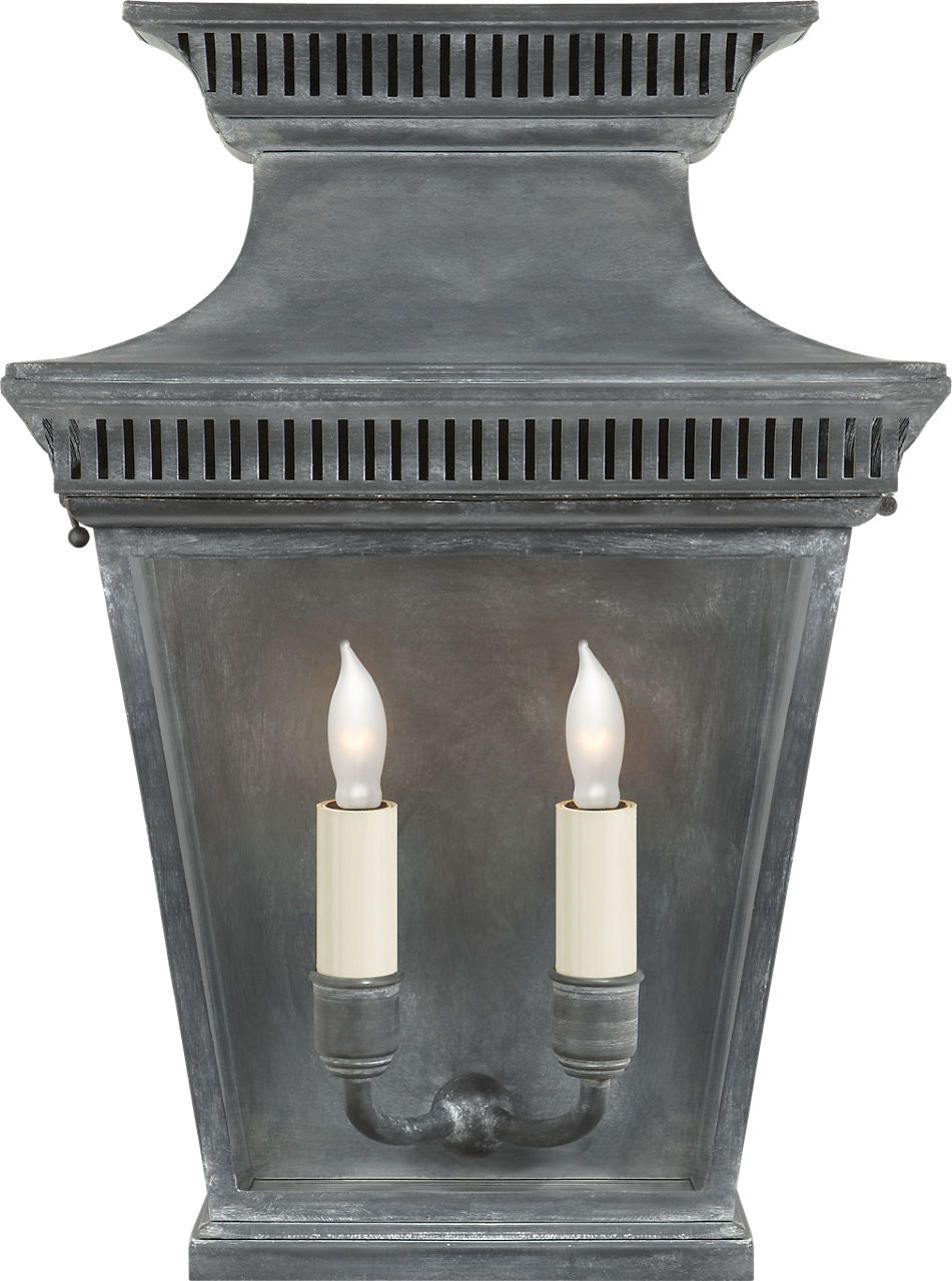 Elsinore Medium 3/4 Wall Lantern | Weathered Zinc | Clear Glass