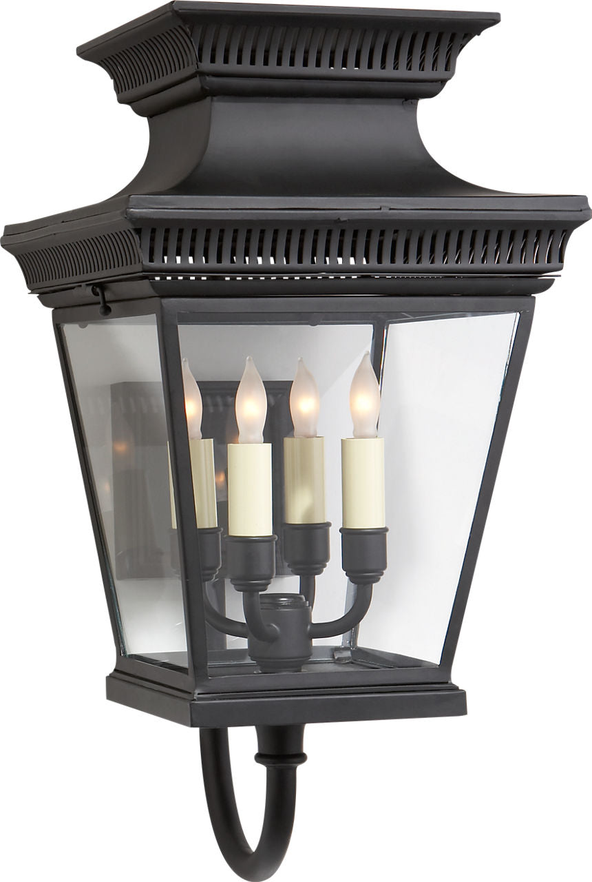 Elsinore Medium Bracket Lantern | Black | Clear Glass