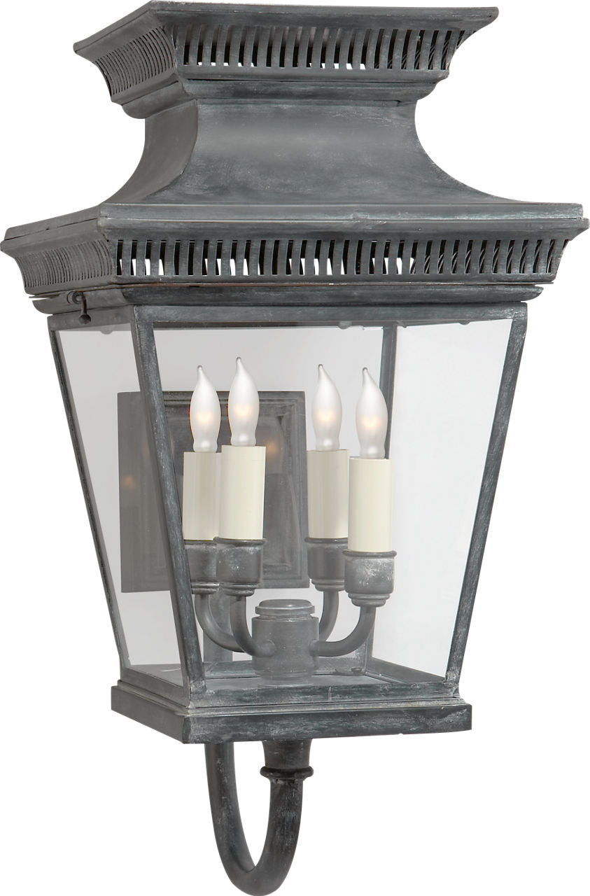 Elsinore Medium Bracket Lantern | Weathered Zinc | Clear Glass