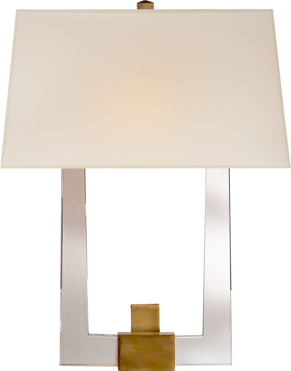 Edwin Double Arm Sconce | Crystal and Antique-Burnished Brass | Silk Shade