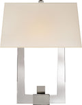Edwin Double Arm Sconce | Crystal and Polished Nickel | Silk Shade