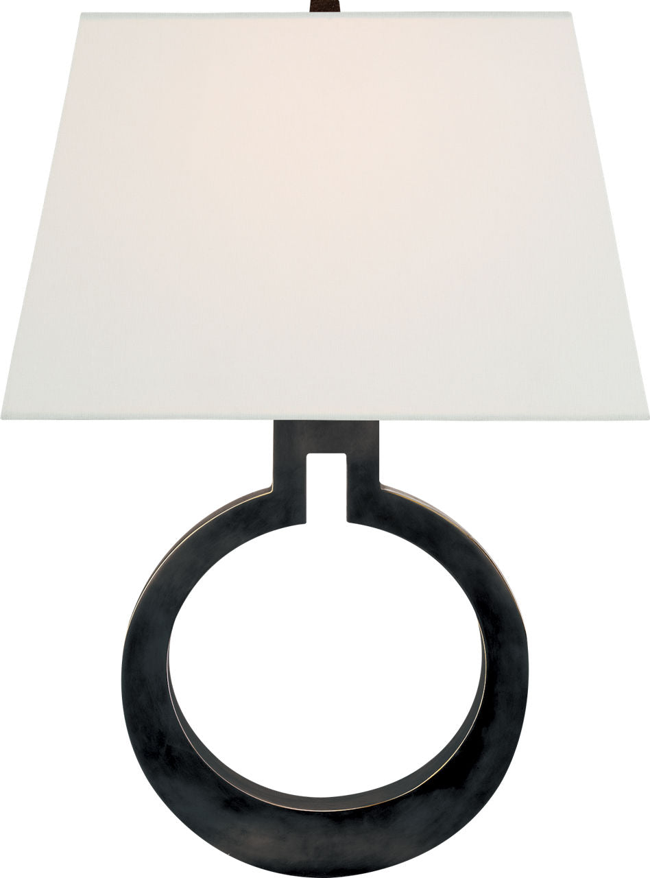 Ring Form Large Wall Sconce | Bronze | Linen Shade