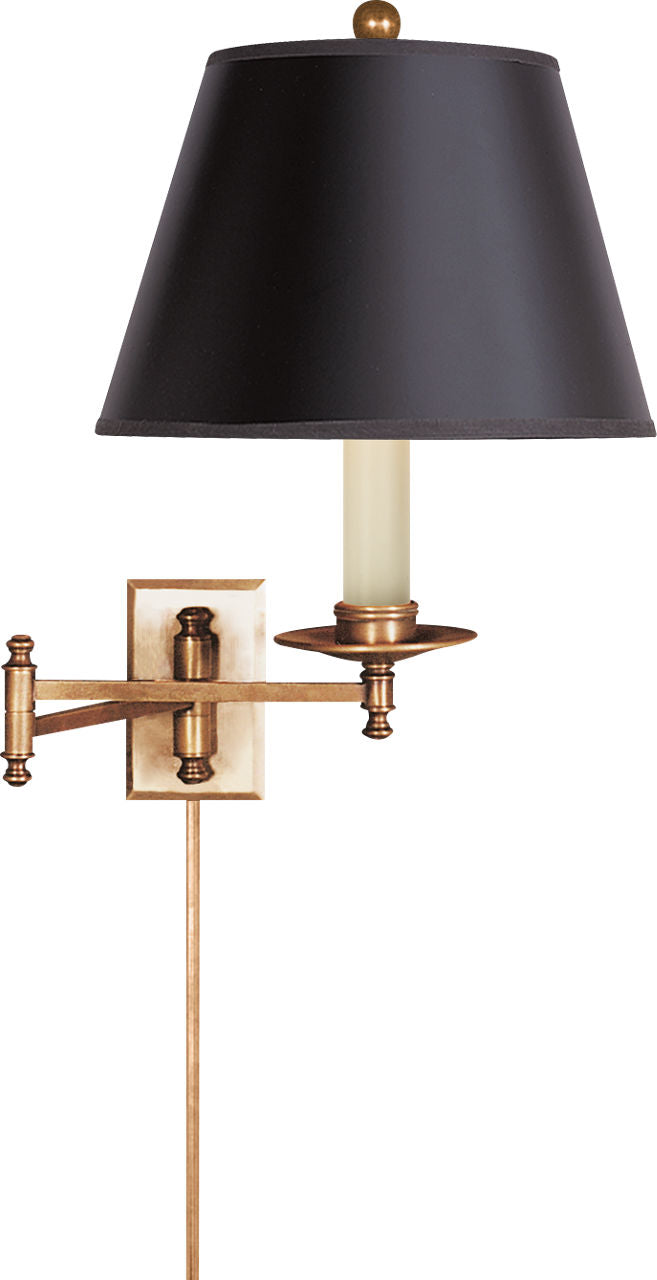 Dorchester Swing Arm | Antique-Burnished Brass | Black Shade