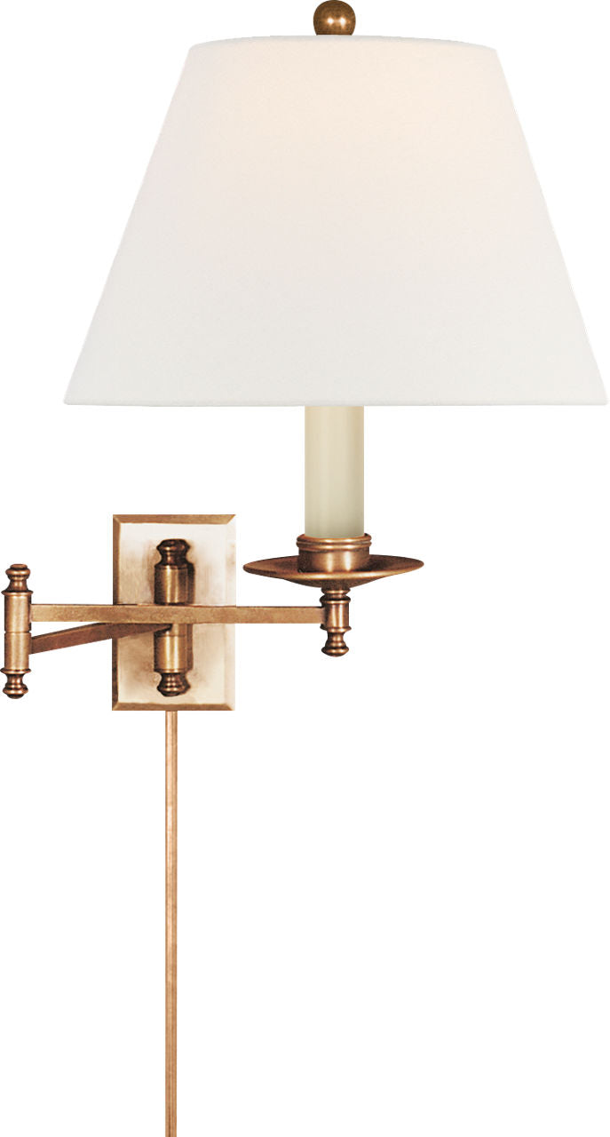 Dorchester Swing Arm | Antique-Burnished Brass | Linen Shade