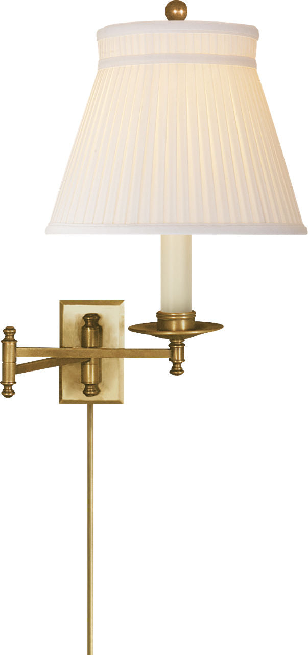 Dorchester Swing Arm | Antique-Burnished Brass | Silk Crown Shade