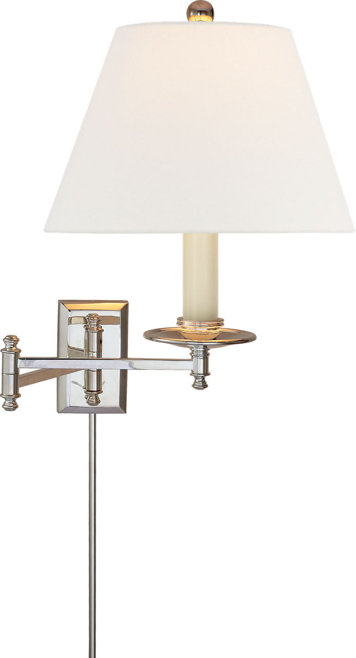 Dorchester Swing Arm | Polished Nickel | Linen Shade