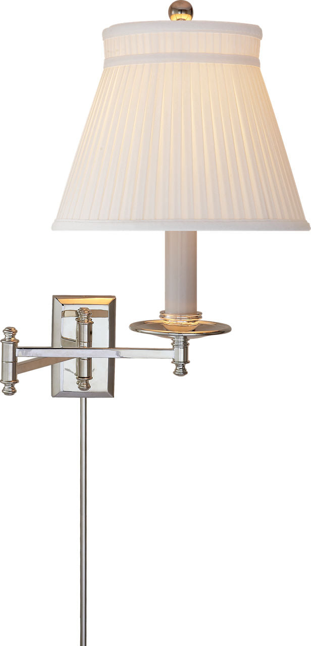 Dorchester Swing Arm | Polished Nickel | Silk Crown Shade