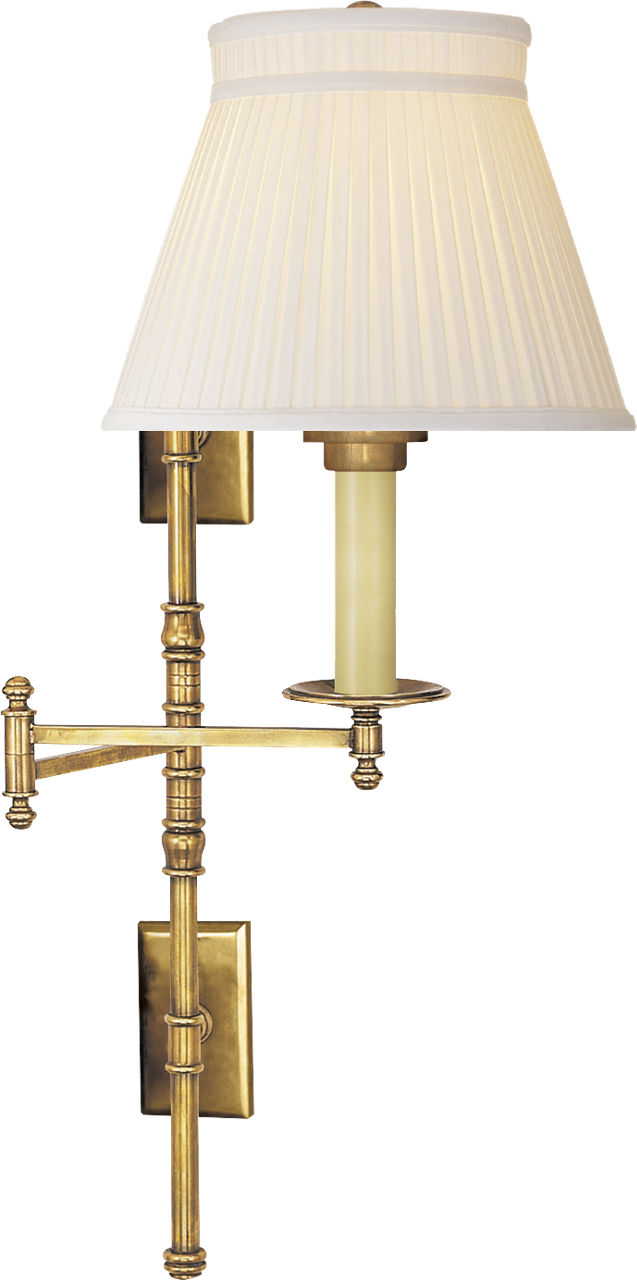 Dorchester Double Backplate Swing Arm | Antique-Burnished Brass | Silk Crown Shade