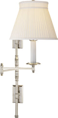 Dorchester Double Backplate Swing Arm | Polished Nickel | Silk Crown Shade