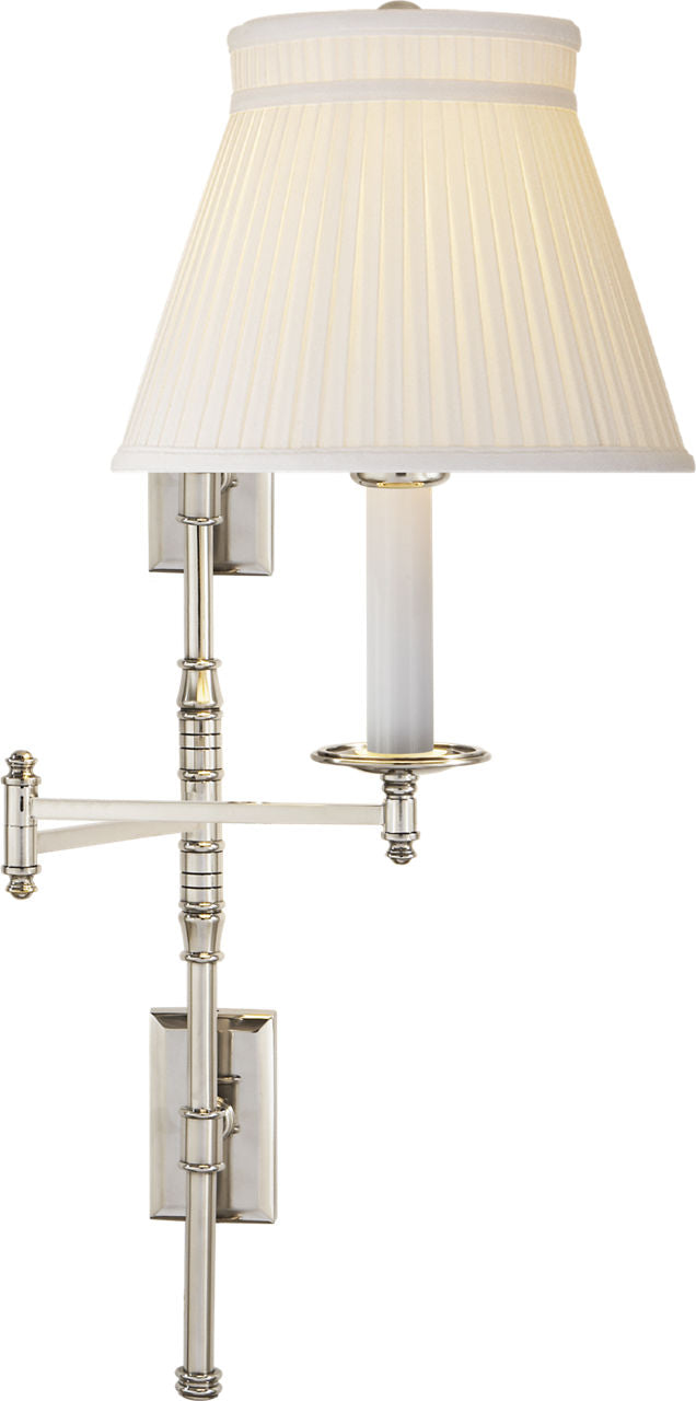 Dorchester Double Backplate Swing Arm | Polished Nickel | Silk Crown Shade