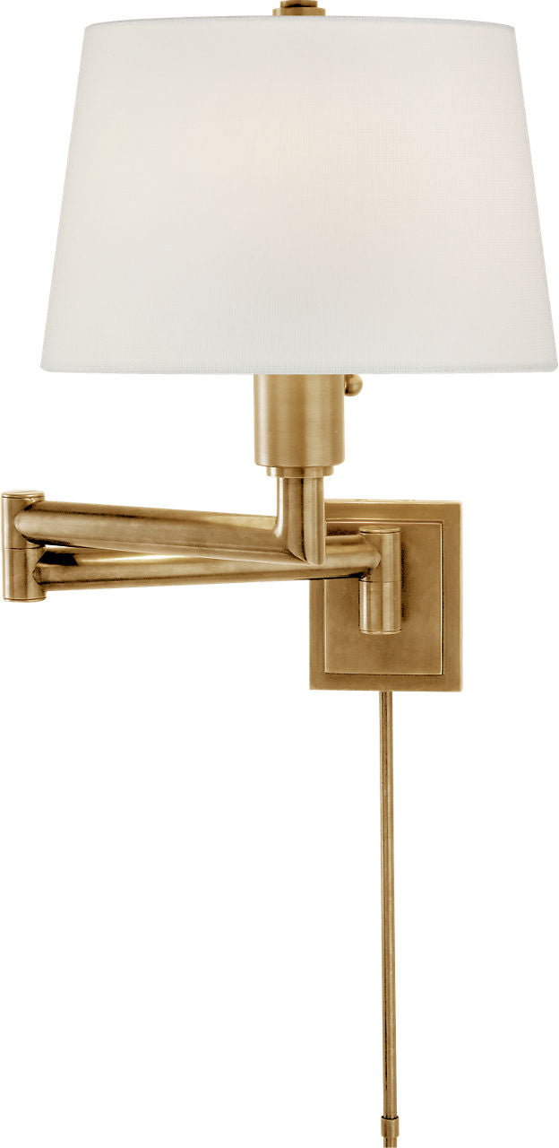 Chunky Swing Arm | Antique-Burnished Brass | Linen Shade