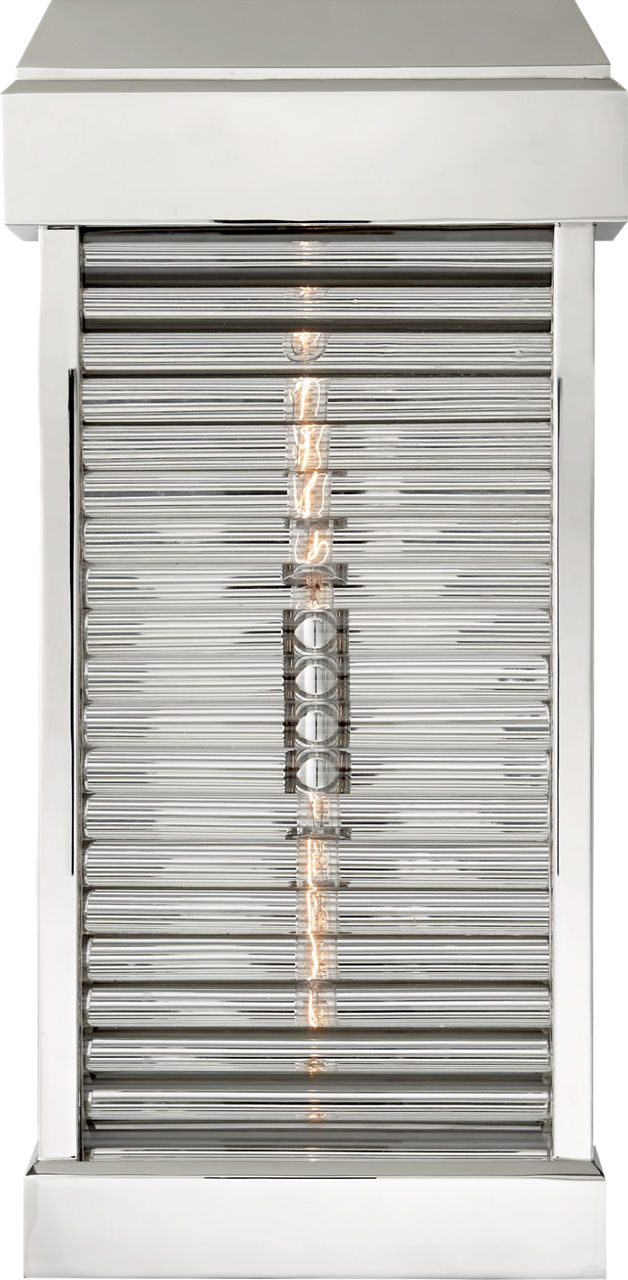 Dunmore Large Curved Glass Louver Sconce | Polished Nickel | Clear Glass
