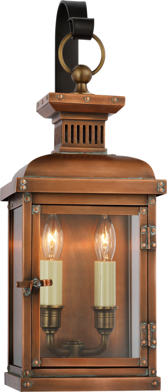 Suffork Small Scroll Arm Lantern | Natural Copper