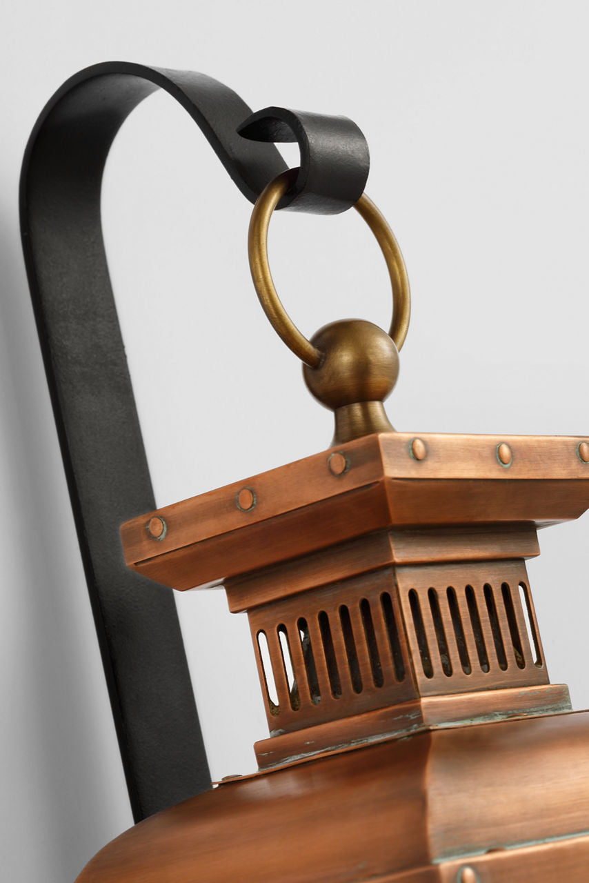 Suffork Small Scroll Arm Lantern | Natural Copper