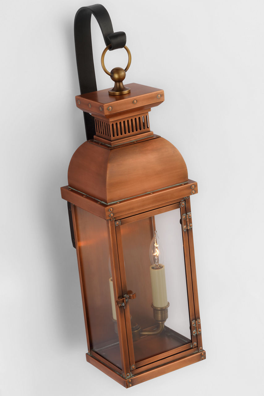 Suffork Medium Scroll Arm Lantern | Natural Copper