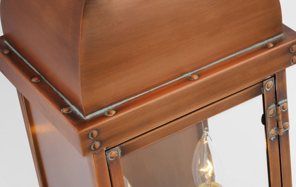 Suffork Medium Scroll Arm Lantern | Natural Copper