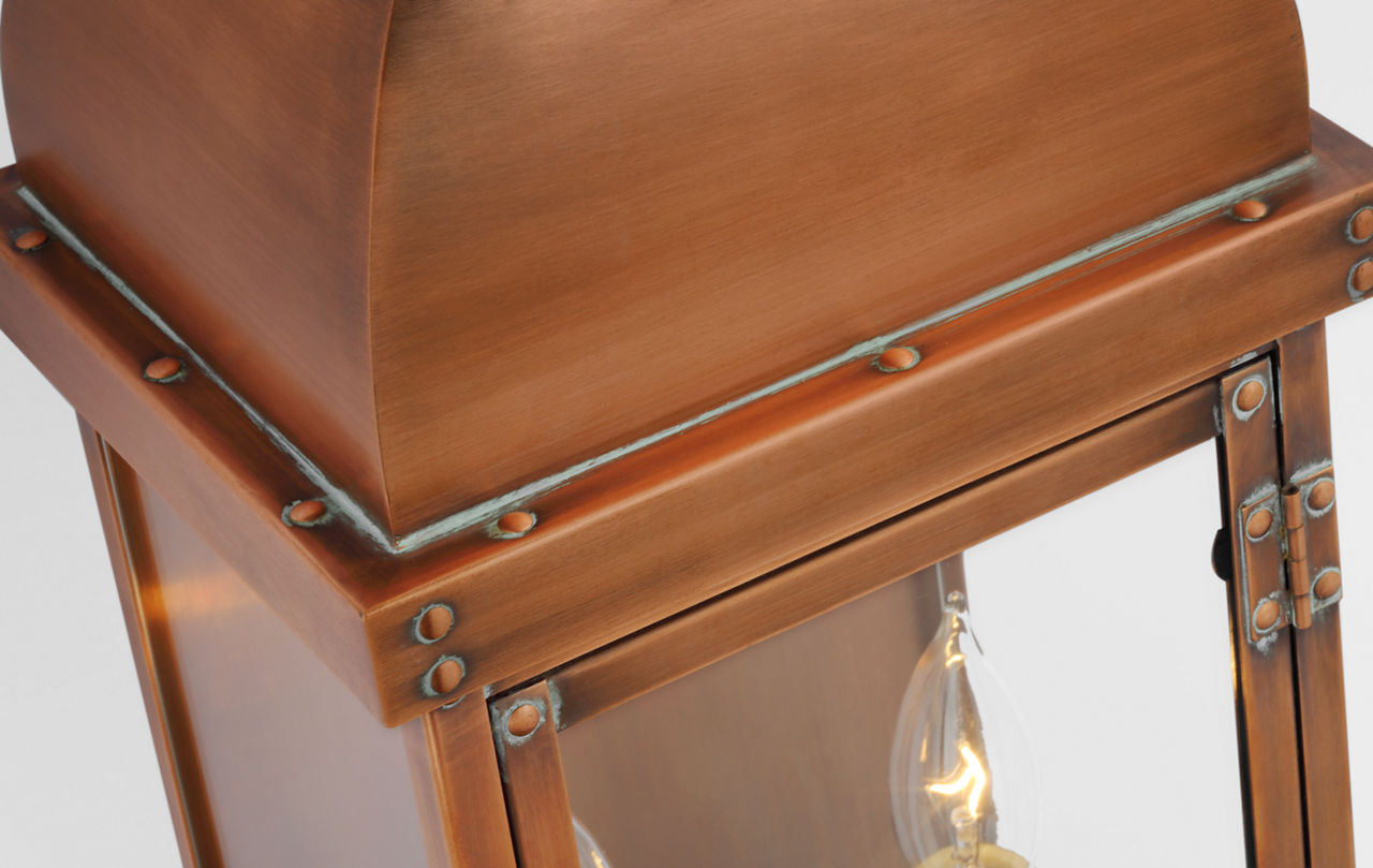 Suffork Medium Scroll Arm Lantern | Natural Copper