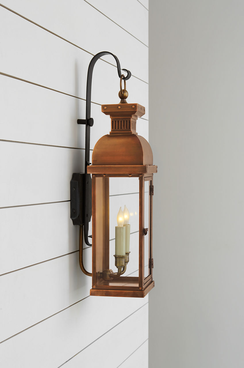 Suffork Medium Scroll Arm Lantern | Natural Copper