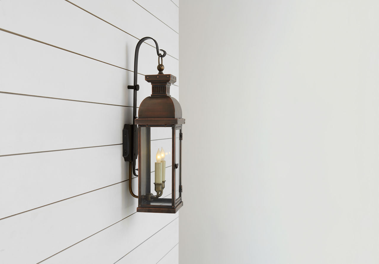 Suffork Medium Scroll Arm Lantern | Natural Copper