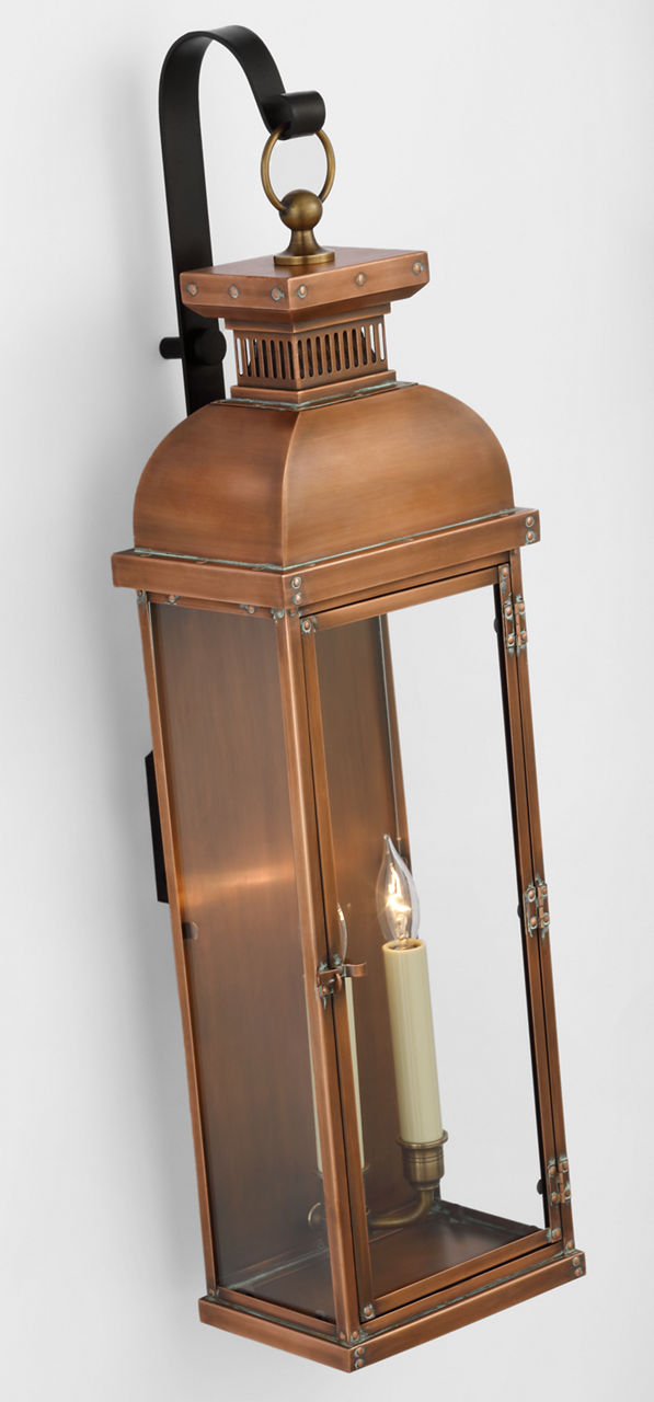 Suffork Tall Scroll Arm Lantern | Natural Copper