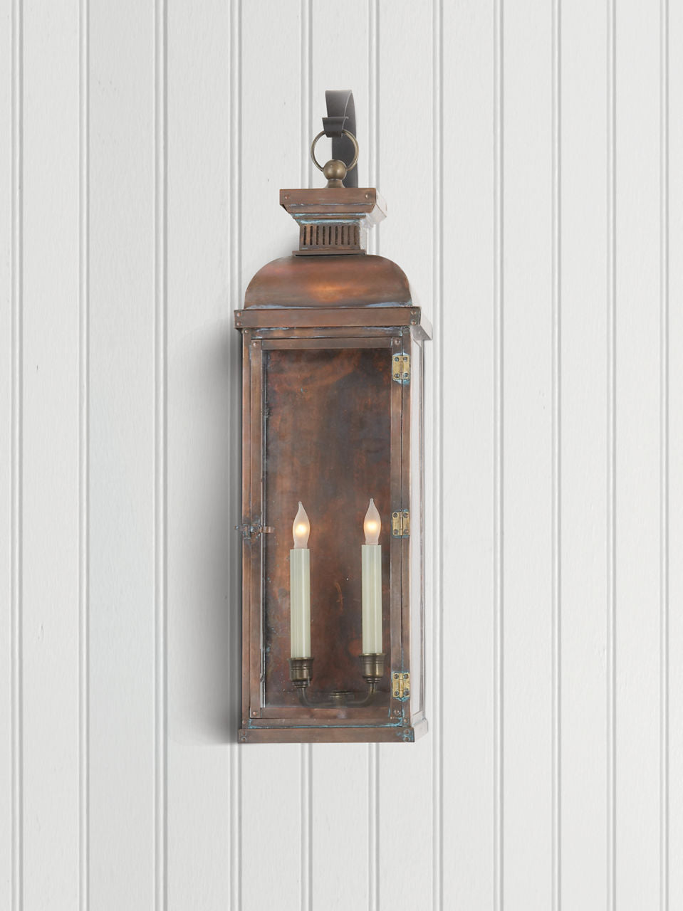 Suffork Tall Scroll Arm Lantern | Natural Copper