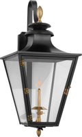 Albermarle Small Bracketed Gas Wall Lantern | Matte Black and Brass | Clear Glass