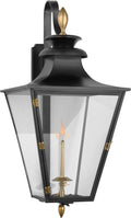 Albermarle Medium Bracketed Gas Wall Lantern | Matte Black and Brass | Clear Glass