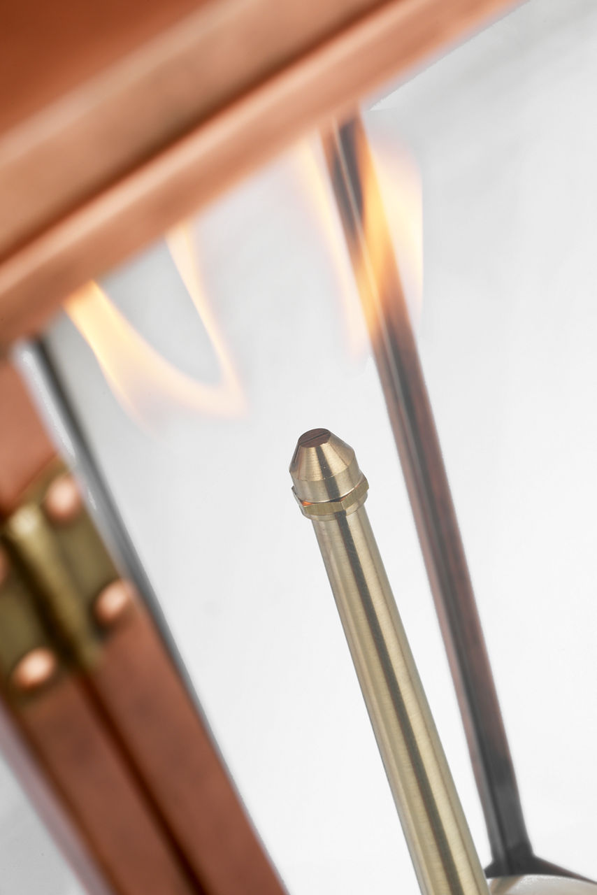 Albermarle Medium Bracketed Gas Wall Lantern | Soft Copper and Brass | Clear Glass