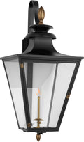 Albermarle Large Bracketed Gas Wall Lantern | Matte Black and Brass | Clear Glass