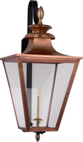 Albermarle Large Bracketed Gas Wall Lantern | Soft Copper and Brass | Clear Glass