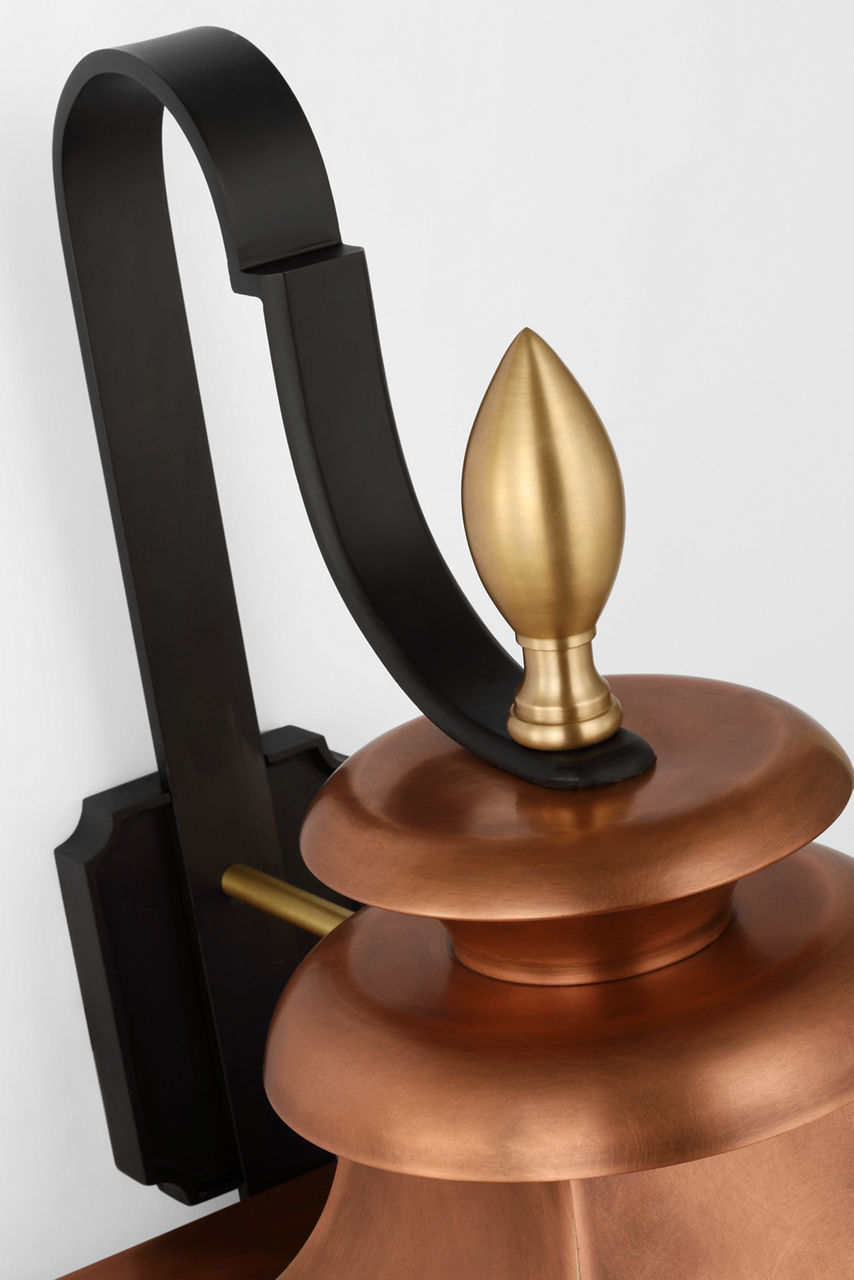 Albermarle Large Bracketed Gas Wall Lantern | Soft Copper and Brass | Clear Glass