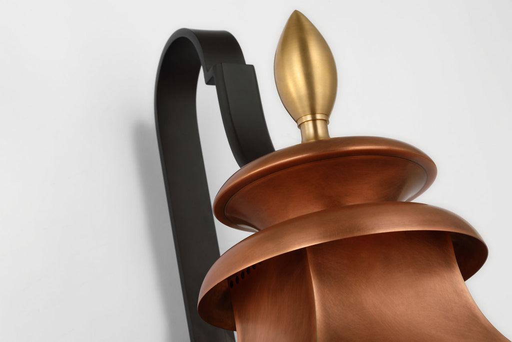 Albermarle Large Bracketed Gas Wall Lantern | Soft Copper and Brass | Clear Glass