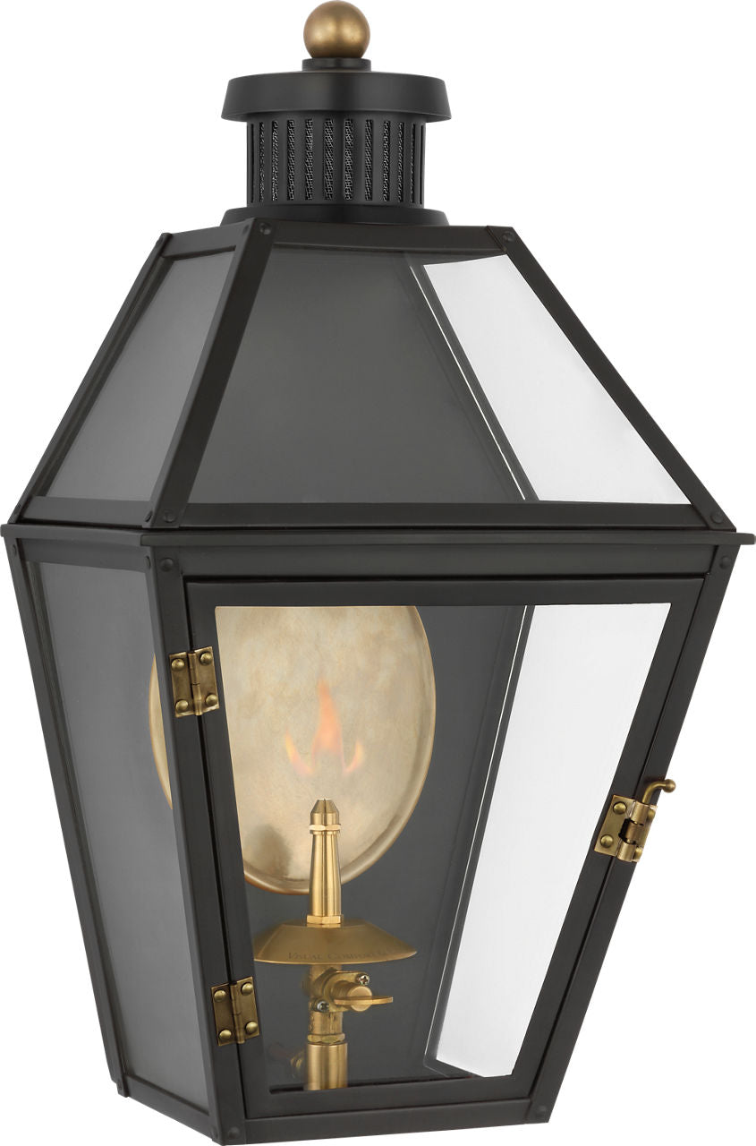 Stratford Small 3/4 Gas Wall Lantern | Matte Black | Clear Glass
