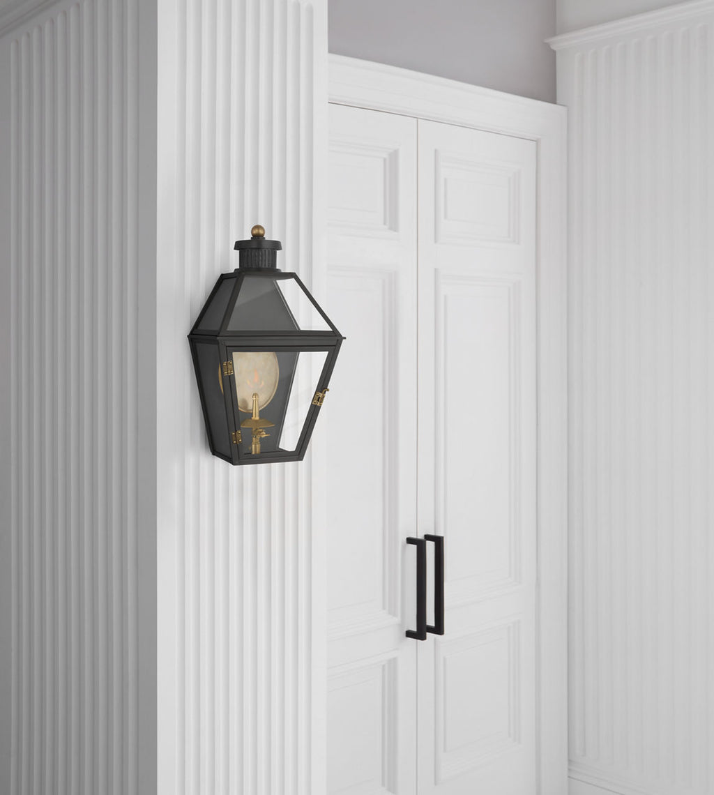 Stratford Small 3/4 Gas Wall Lantern | Matte Black | Clear Glass