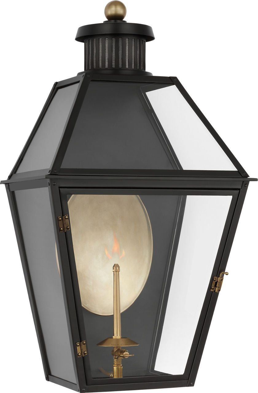 Stratford Medium 3/4 Gas Wall Lantern | Matte Black | Clear Glass