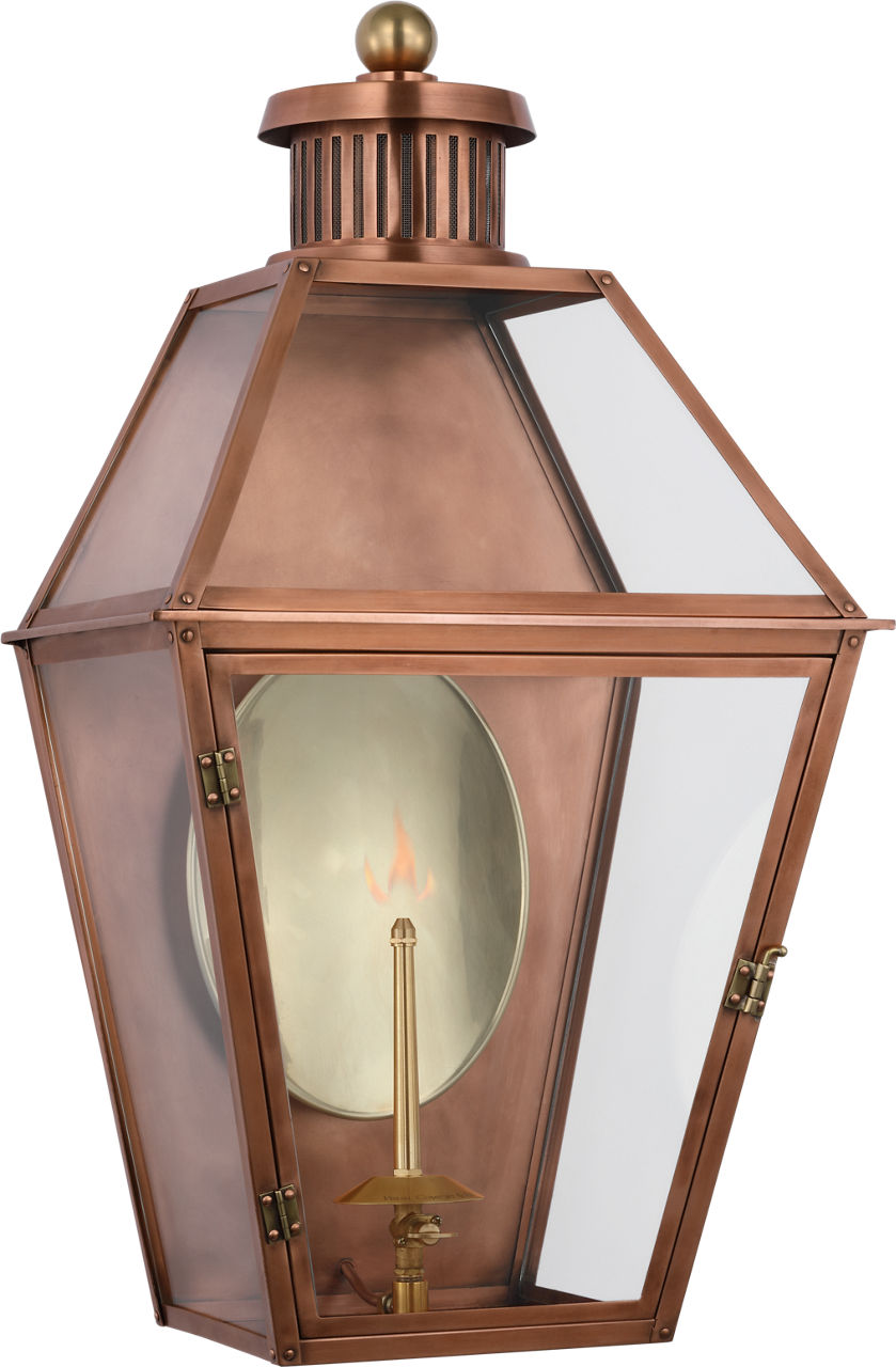 Stratford Medium 3/4 Gas Wall Lantern | Soft Copper | Clear Glass