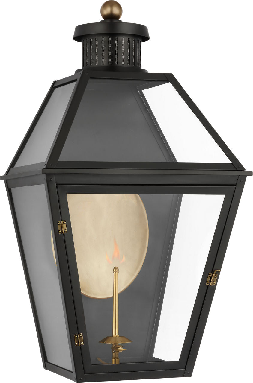 Stratford Large 3/4 Gas Wall Lantern | Matte Black | Clear Glass
