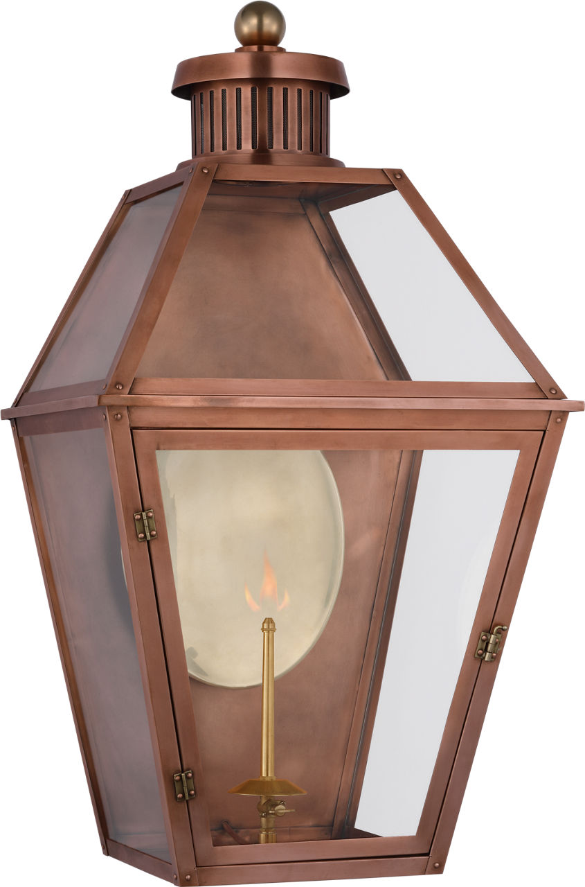 Stratford Large 3/4 Gas Wall Lantern | Soft Copper | Clear Glass