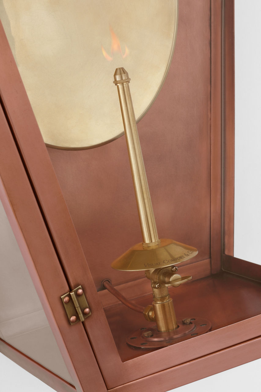 Stratford Large 3/4 Gas Wall Lantern | Soft Copper | Clear Glass