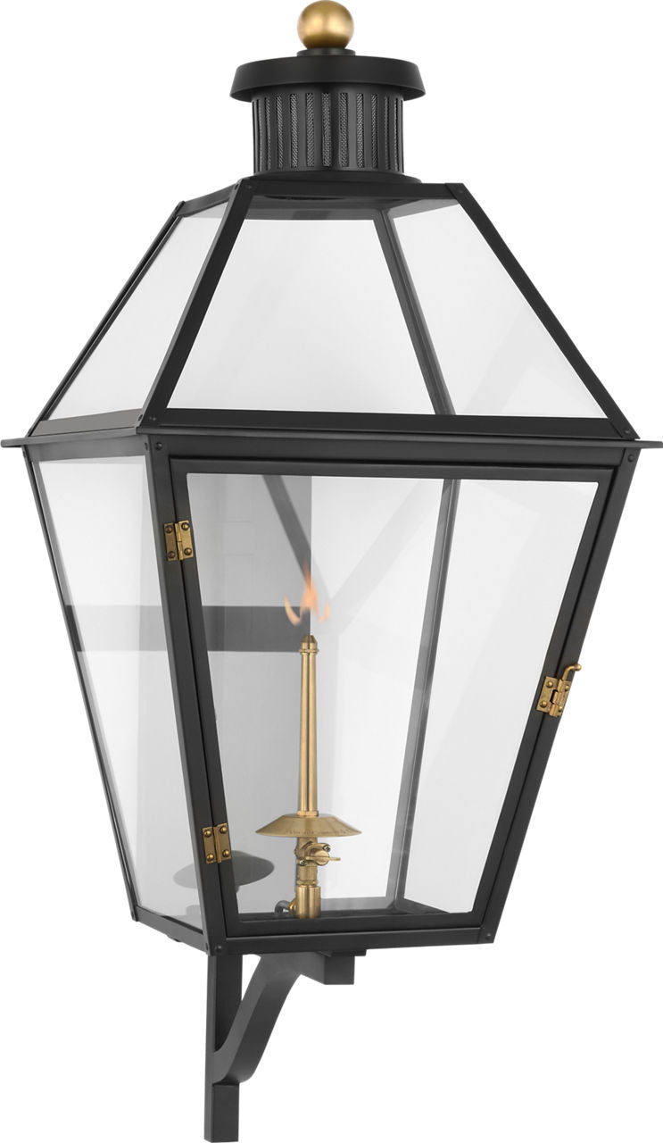 Stratford Large Bracketed Gas Wall Lantern | Matte Black | Clear Glass