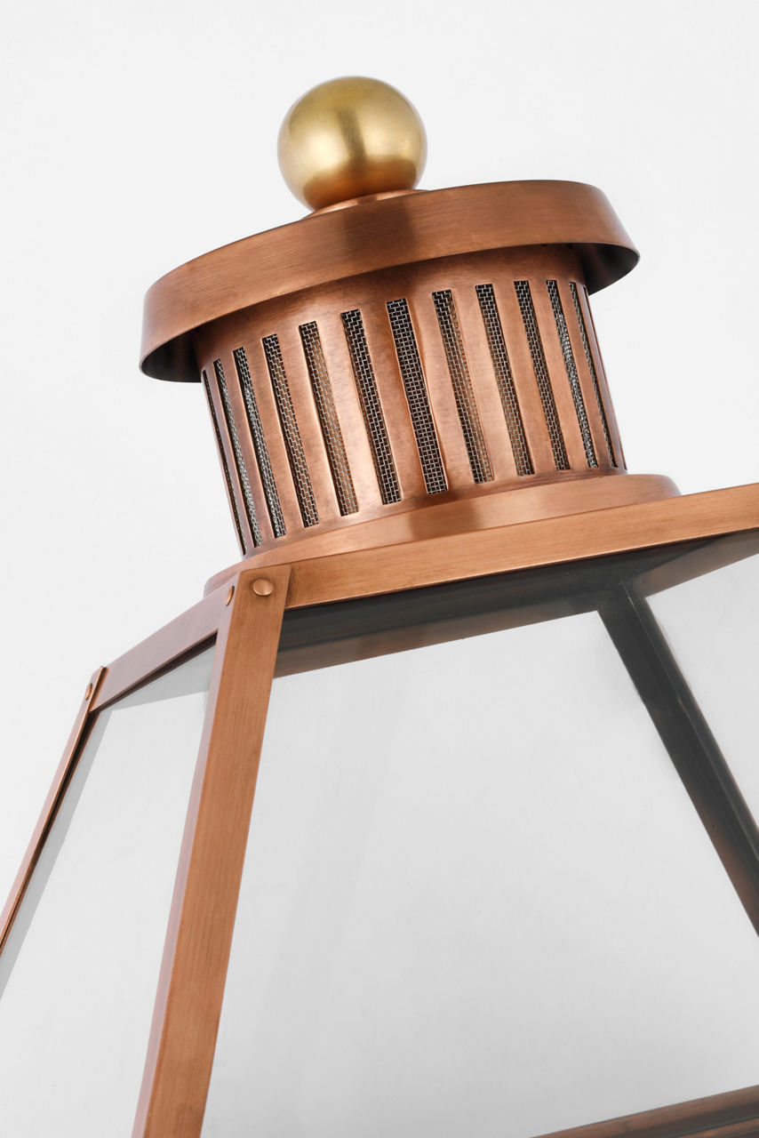 Stratford Large Bracketed Gas Wall Lantern | Soft Copper | Clear Glass